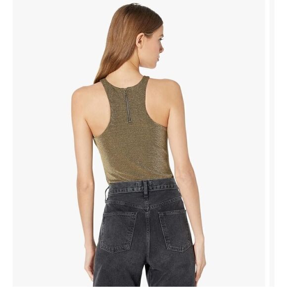All Saints NWT Norma Bodysuit in Gold Sparkle Size 10 - Picture 5 of 16